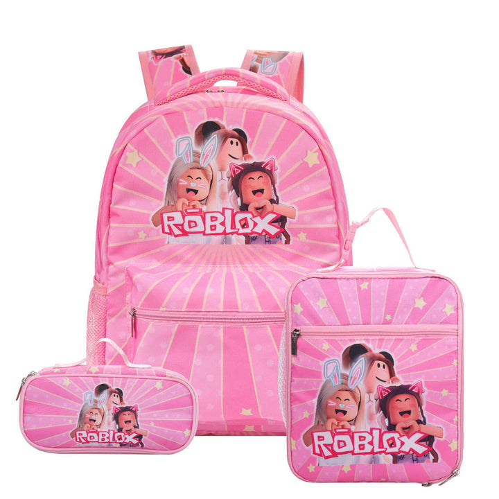 Stitch printed school backpack with lunch bag pencil bag