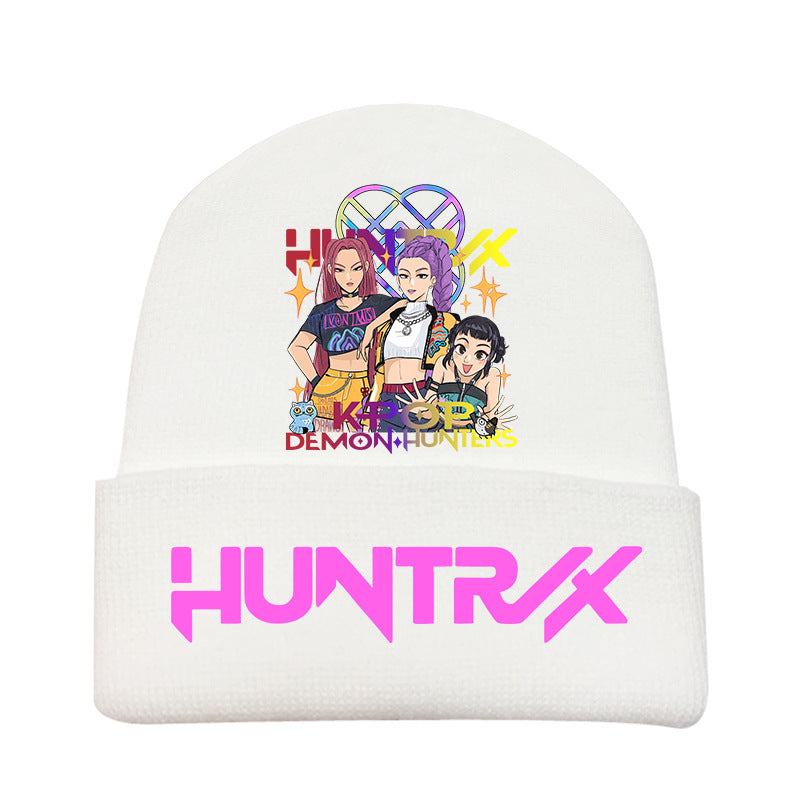Kpop Demon Hunters knitted beanie hat-white