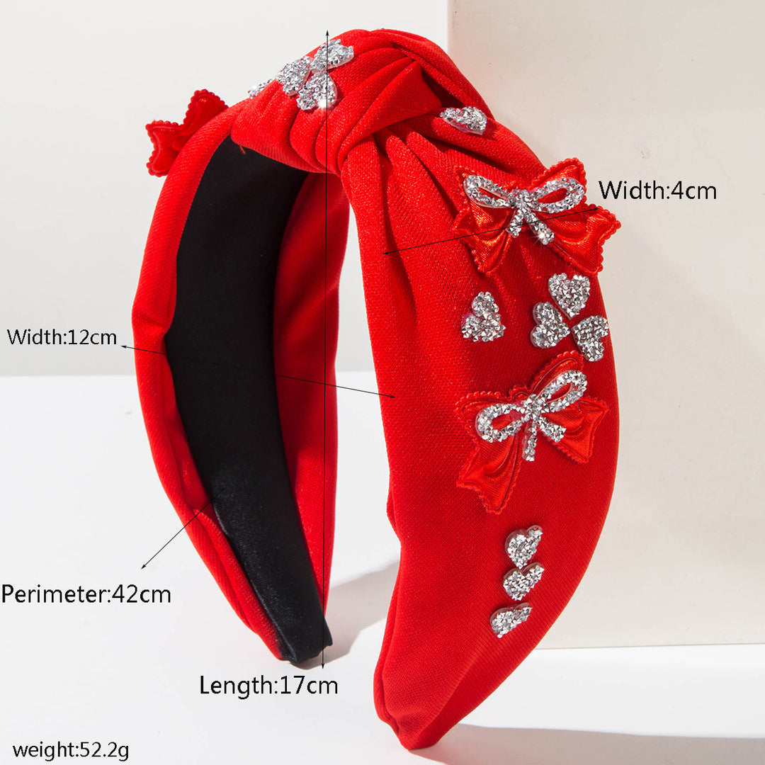 Valentine's day diamond bowknot sweet pink knotted Headband