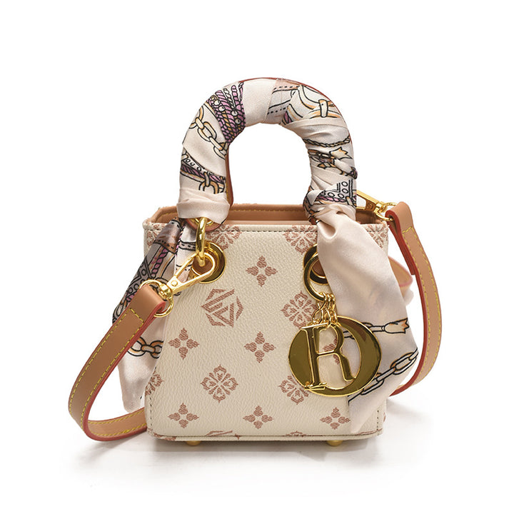 Mini square retro print handbag crossbody bag