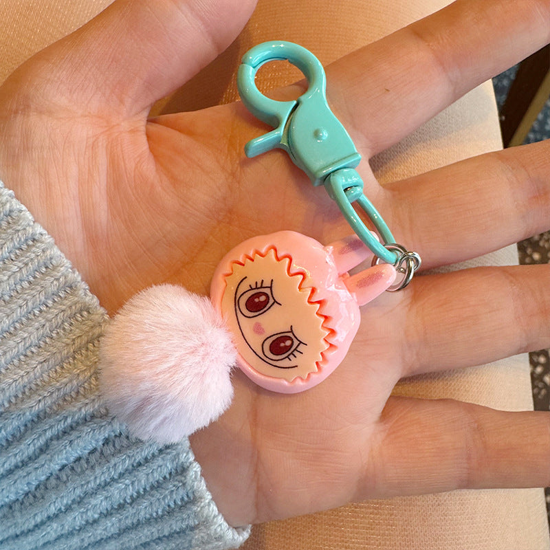 Labubu furry Ball mini keychain Bag Pendant Gift