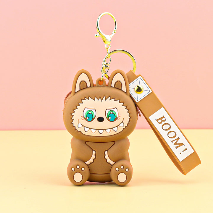 Children's silicone labubu coin purse key chain pendant gift