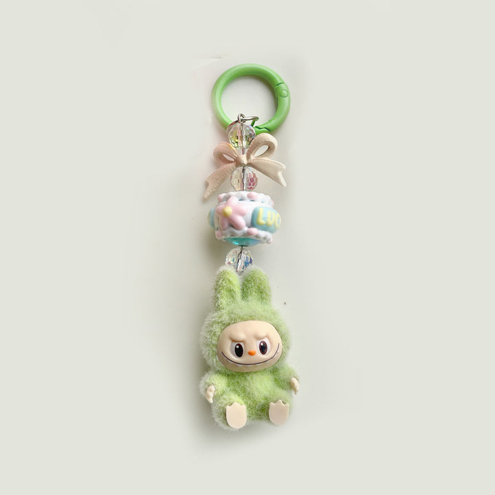 Flocked Mini Labubu candy Keychain bag pendant