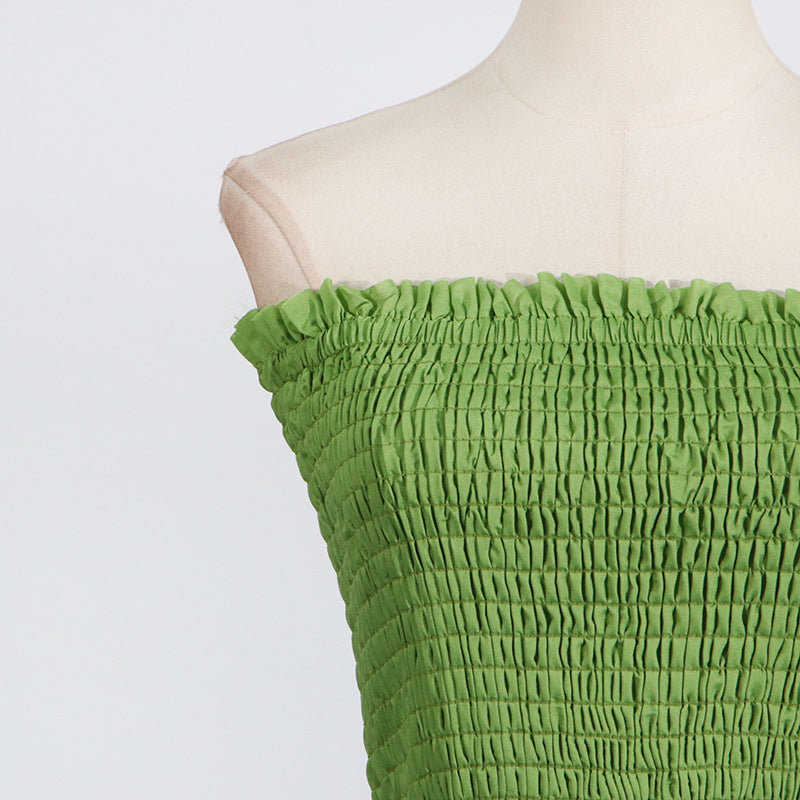 Sleeveless pleated lace-up high-end tube top dress