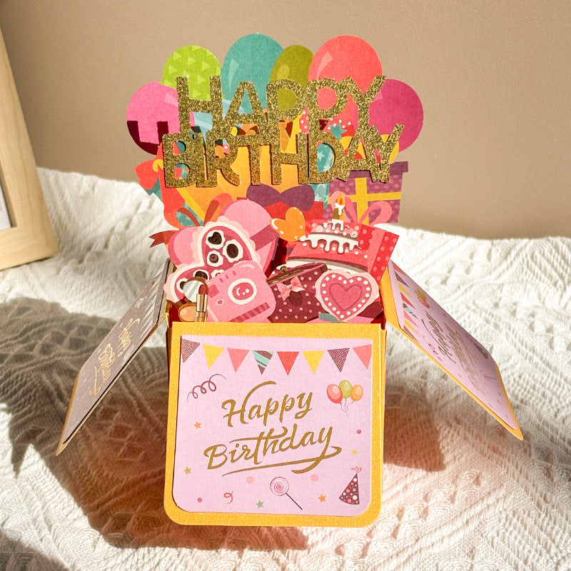 3D birthday box greeting card happy birthday card