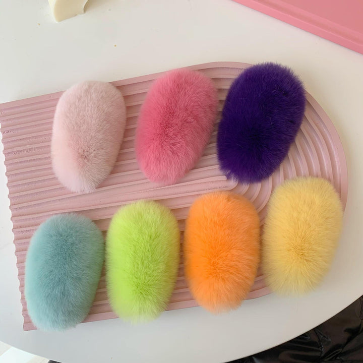 Furry plush hair clip for girls women