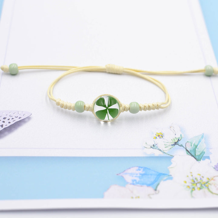 St. Patrick's Day braided beads clover bracelet