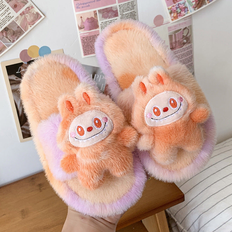 Cute monster plush home slippers furry slippers