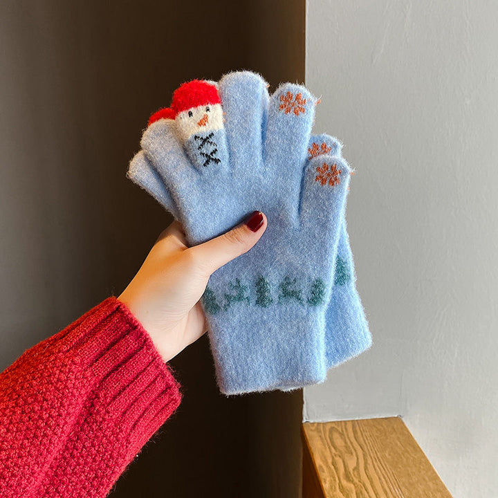 Cute snowman winter vibe knitted gloves