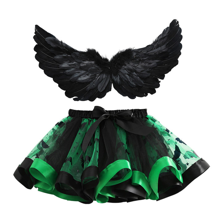 Halloween costumes girls tutu skirt&black feather wings