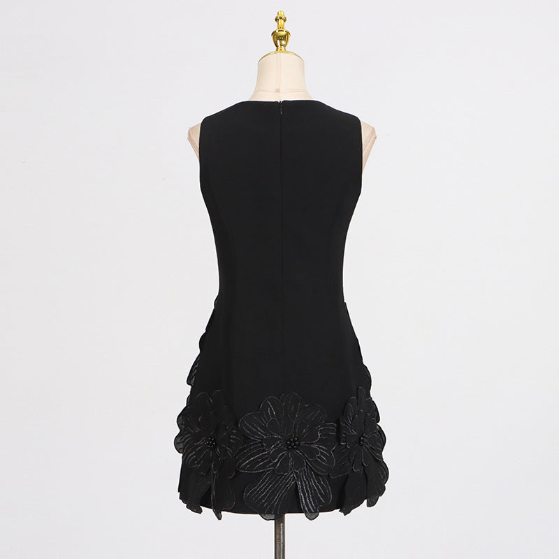Embroidered flower waisted sleeveless mini dress