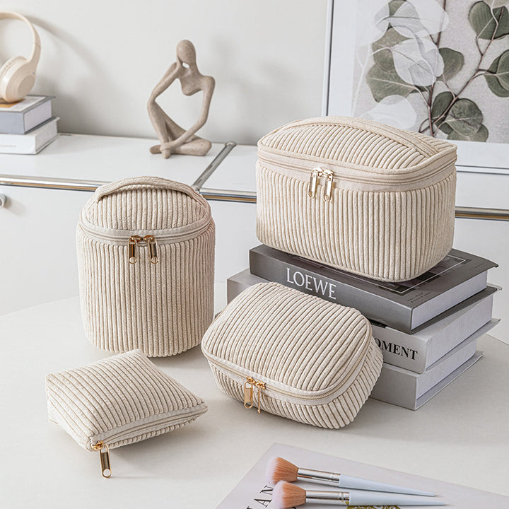 Corduroy cosmetic bag travel portable bag-4pcs set