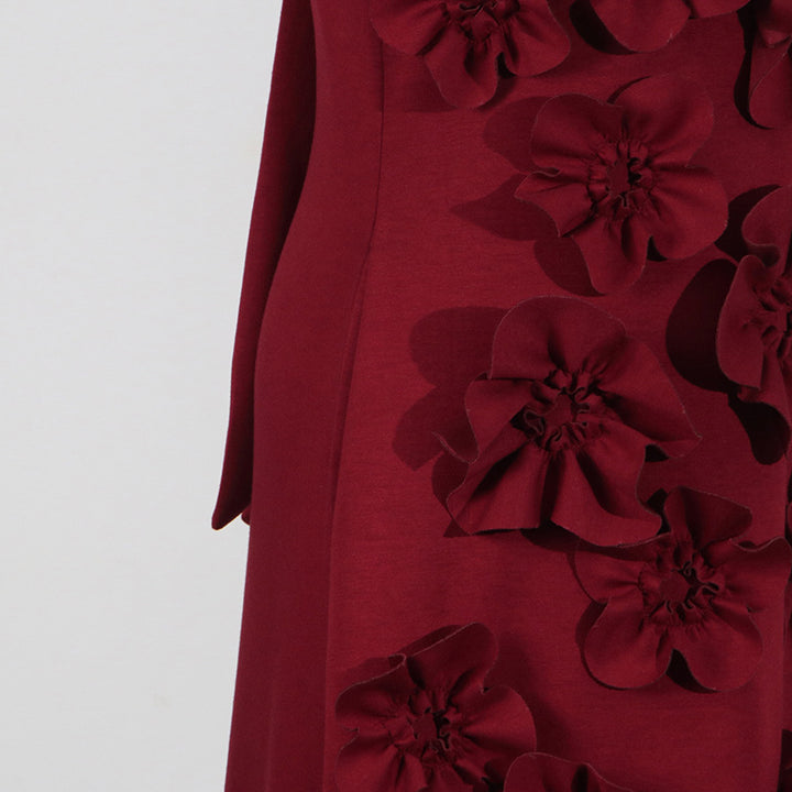 3D Pink Flower deco Maxi dress Evening dress