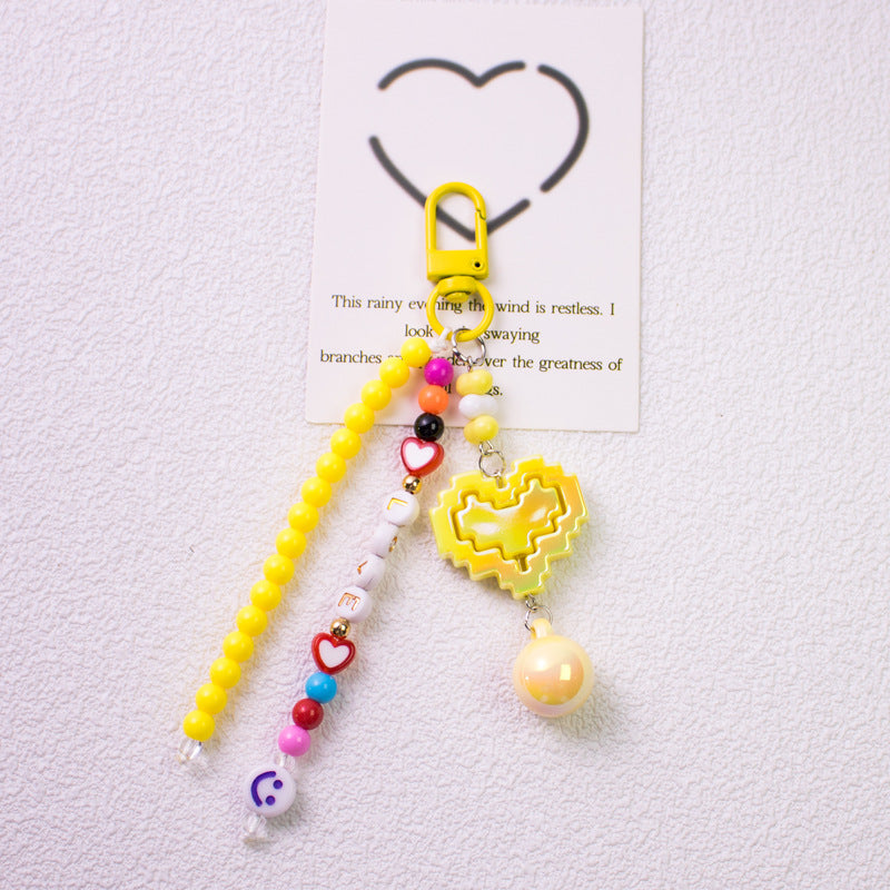 LOVE heart-shaped car keychain with sweet letter beads