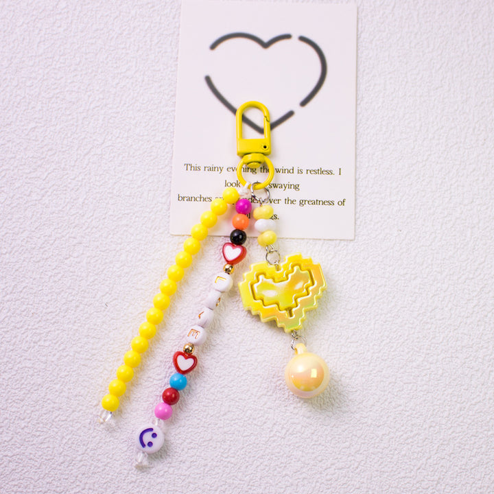 LOVE heart-shaped car keychain with sweet letter beads