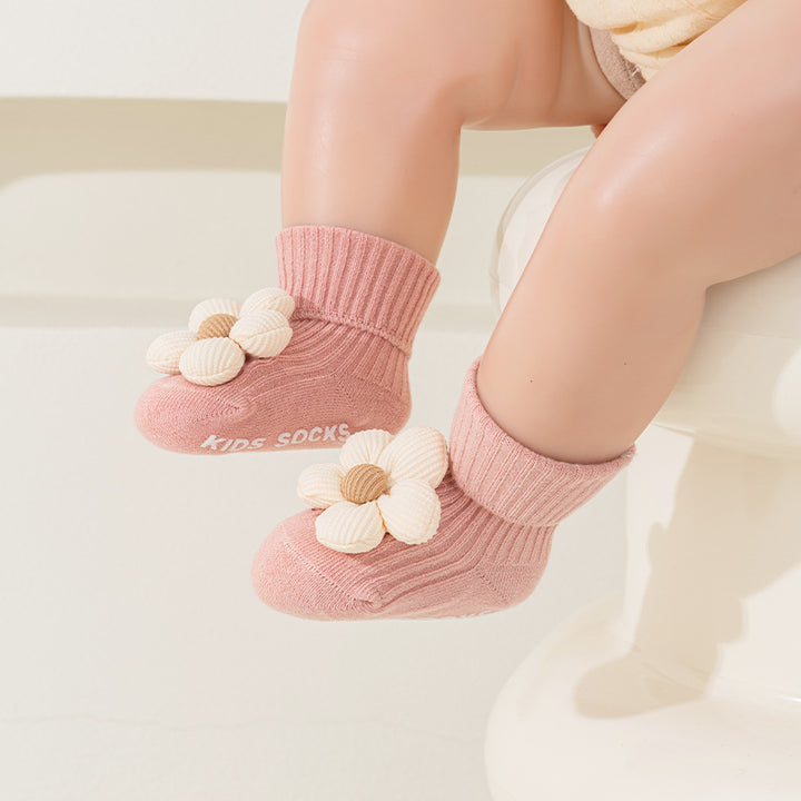 Newborn baby non-slip cotton flower socks