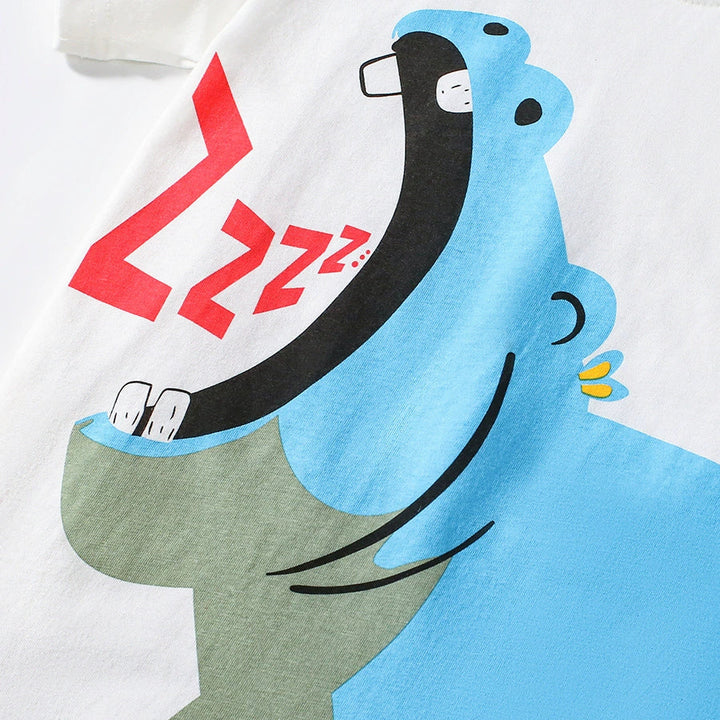 Boys' cotton hippo tee&short set for summer