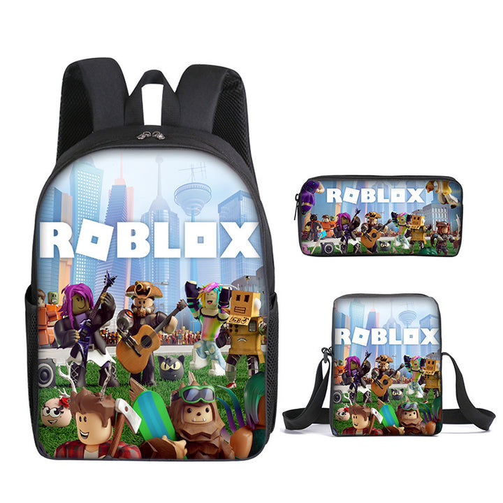 Roblox theme schoolbag students backpack 3pcs set