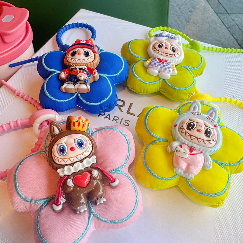Cute flower labubu keychain pendant gift