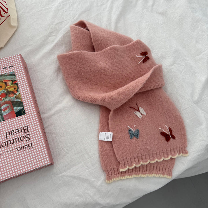 Embroidered Butterfly Warm Scarf