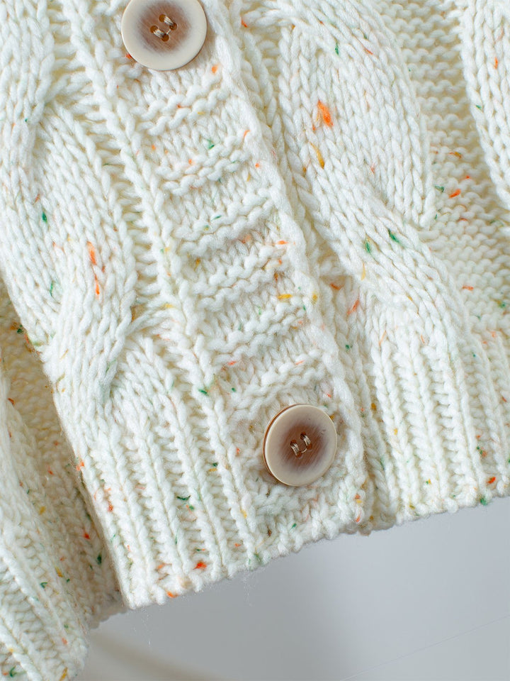 Colorful dots cable knitted sweater cardigan