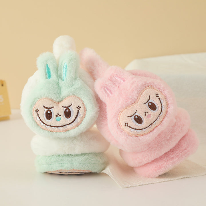 Cute monster plush furry earwarmers cartoon winter earmuffs