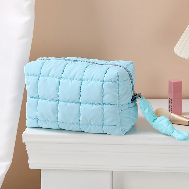 Puffer cosmetic bag portable pillow storage bag