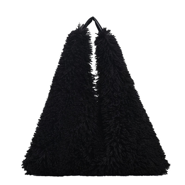 Large capacity plush bag solid color furry shoulder bag