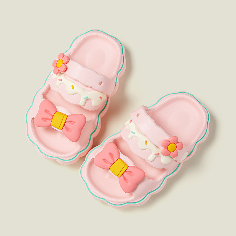 Girls sweet bow non-slip soft sandals beach slippers