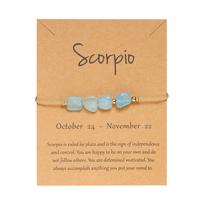 12 Zodiac Signs Natural Stone Hand-woven Bracelet