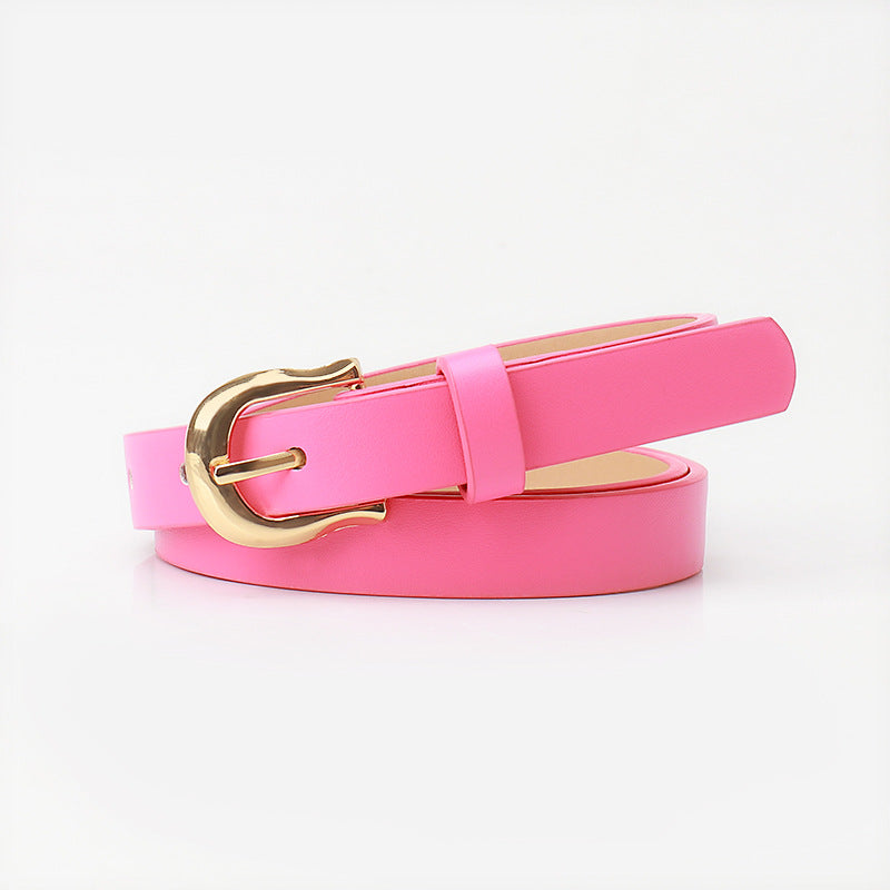Women's candy color pin buckle belt
