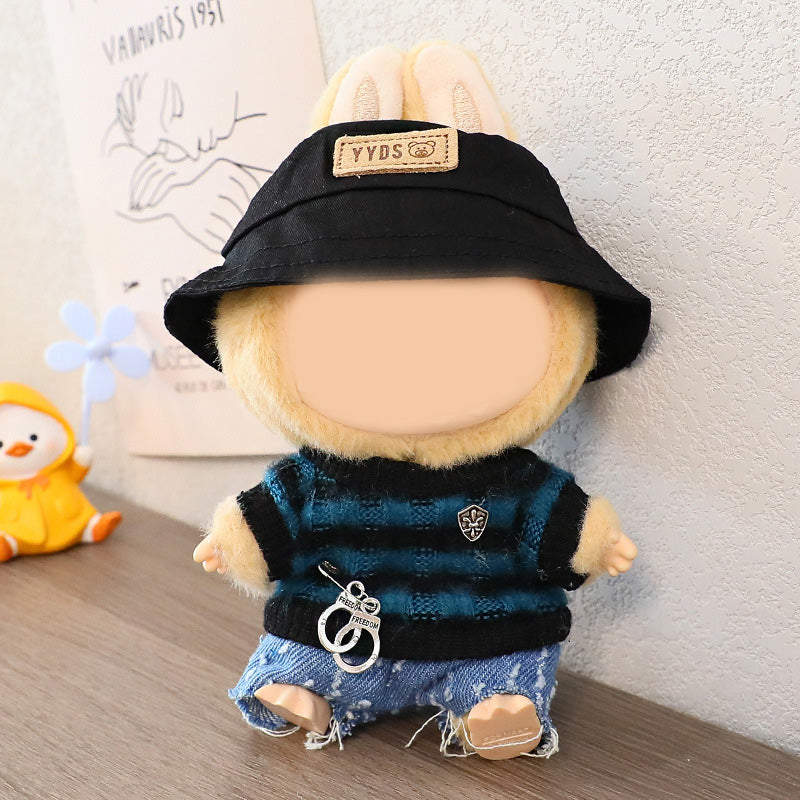 Labubu knitted sweater&denim pant set dolls clothes