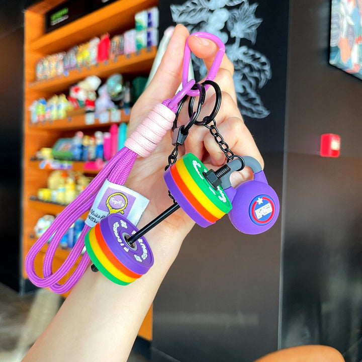 Fitness Series Silicone barbell Keychain Creative Gift