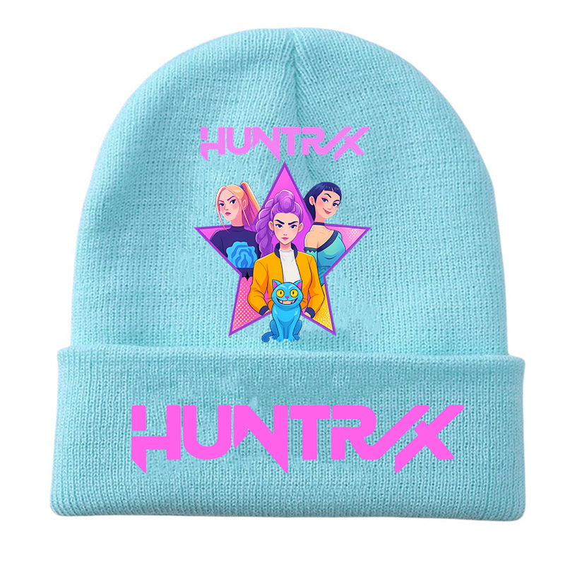 Kpop Demon Hunters knitted beanie hat-blue