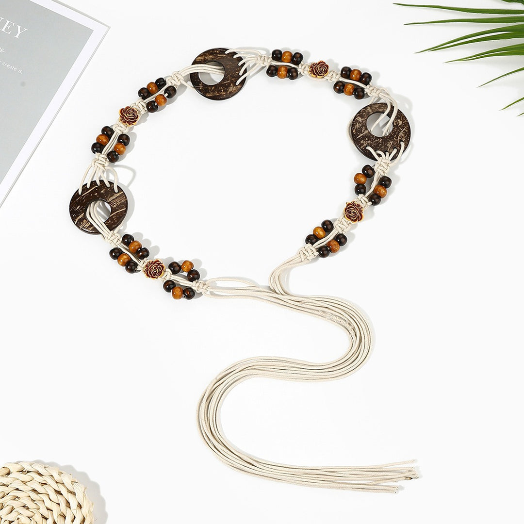 Retro boho waist chain ethnic style braided belt