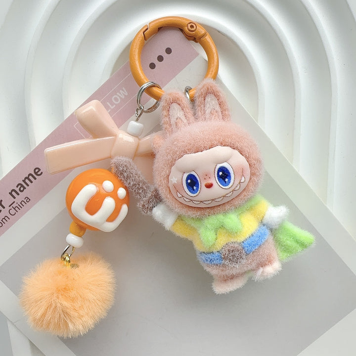 Flocked knight hero cute monster keychain bag charms