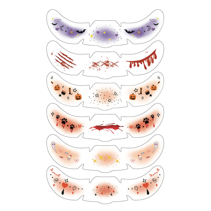 Halloween Temporary face make up Tattoo Stickers-6 Sheets