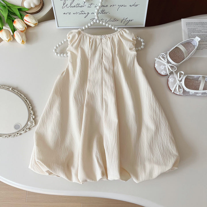 Girls bow-knot sleeveless dress sisters summer outfit