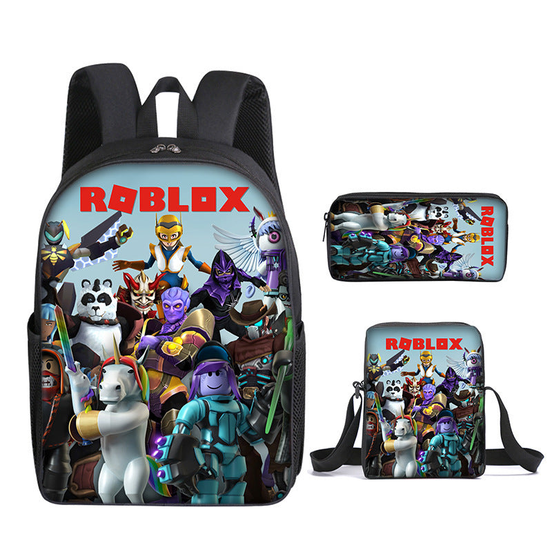 Roblox theme schoolbag students backpack 3pcs set