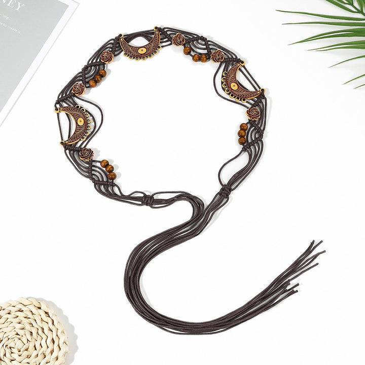 Retro boho waist chain ethnic style braided belt