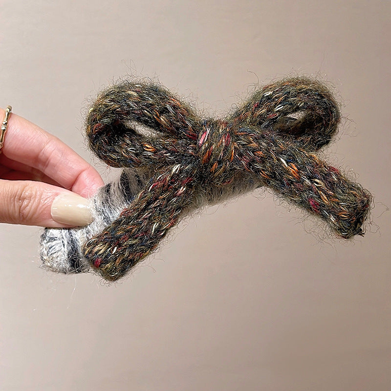 Handmade knitted bow duckbill hair clip