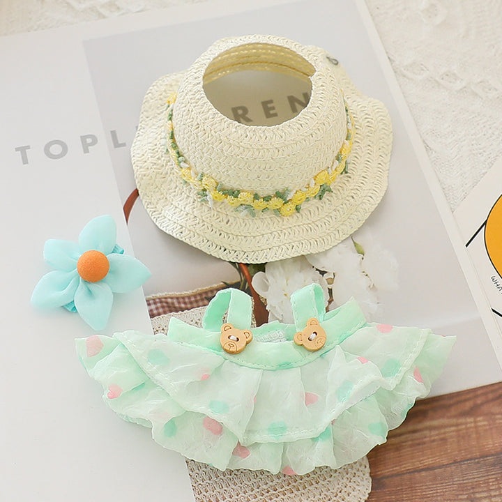 Labubu princess dress with straw hat doll clothes