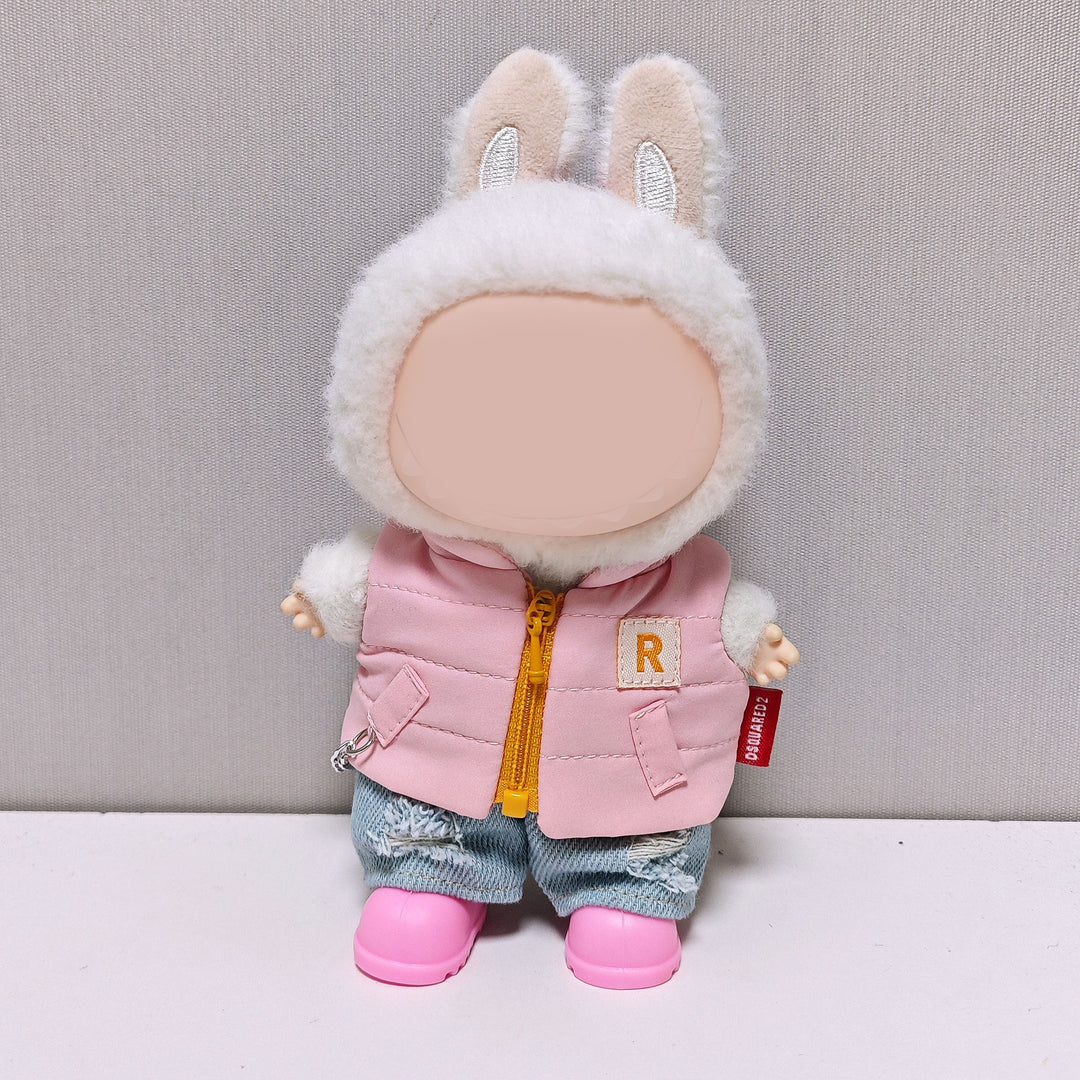 17cm dolls Down vest&jeans set doll clothes