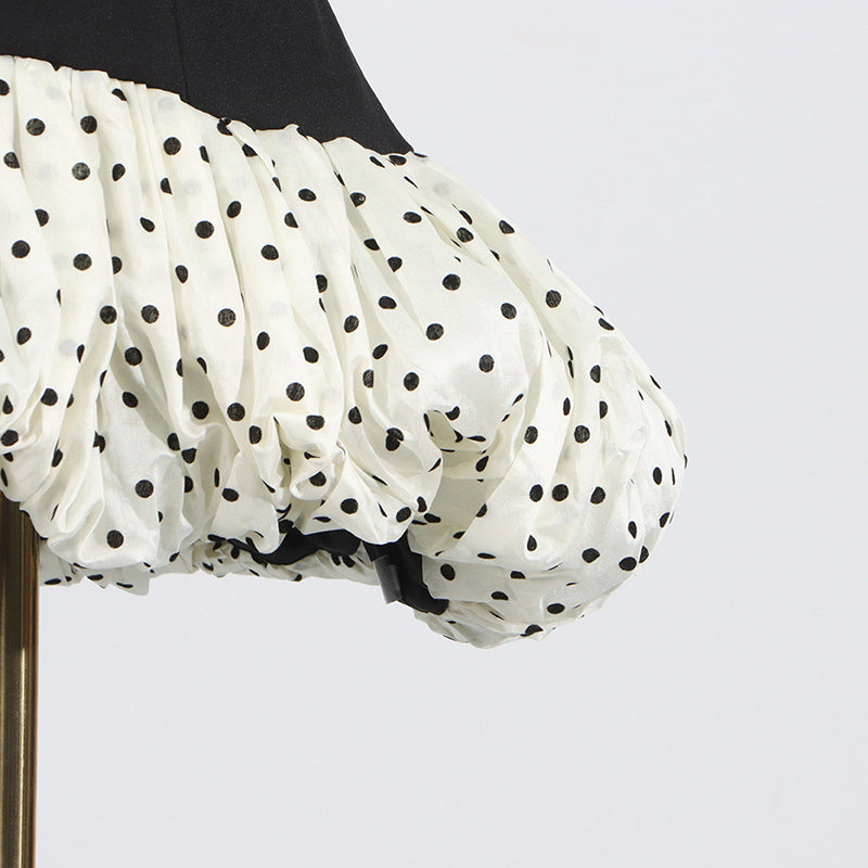 Women's Bow Polka Dot Flower Bud Short Skirt