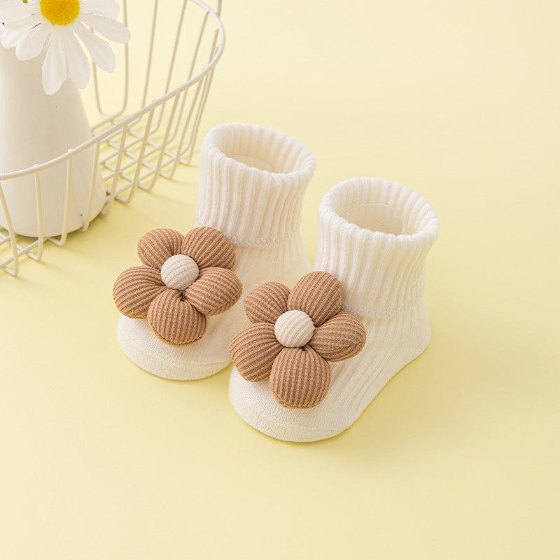 Newborn baby non-slip cotton flower socks