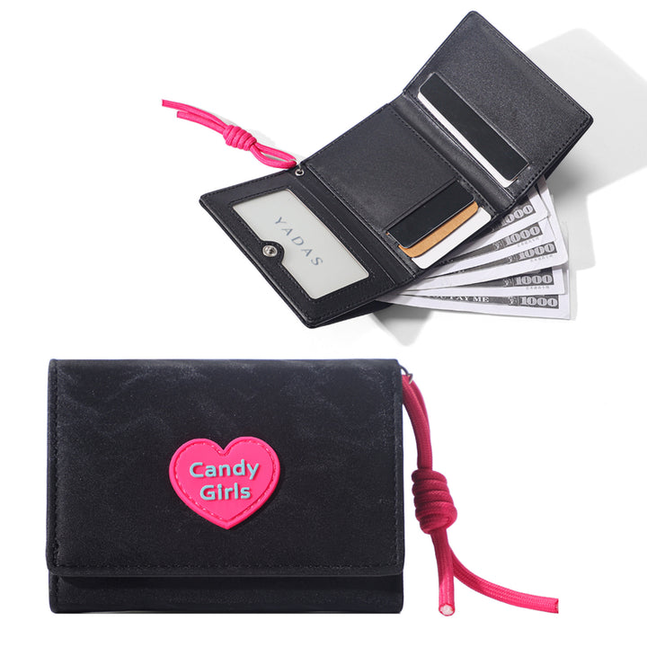 Candy girl PU leather tri-fold coin purse wallet