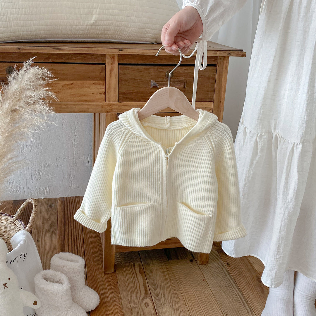 Baby Girls hooded sweater coat warm baby zipper cardigan