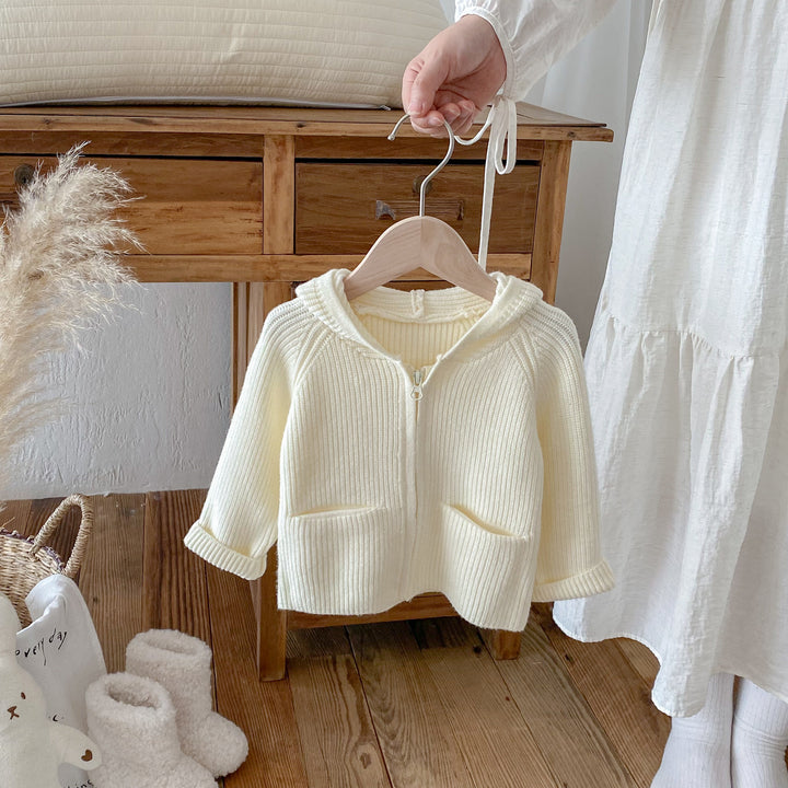 Baby Girls hooded sweater coat warm baby zipper cardigan