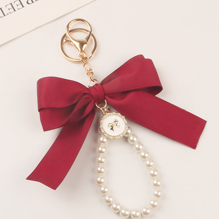 Ribbon bow pearl keychain-mother's day gift
