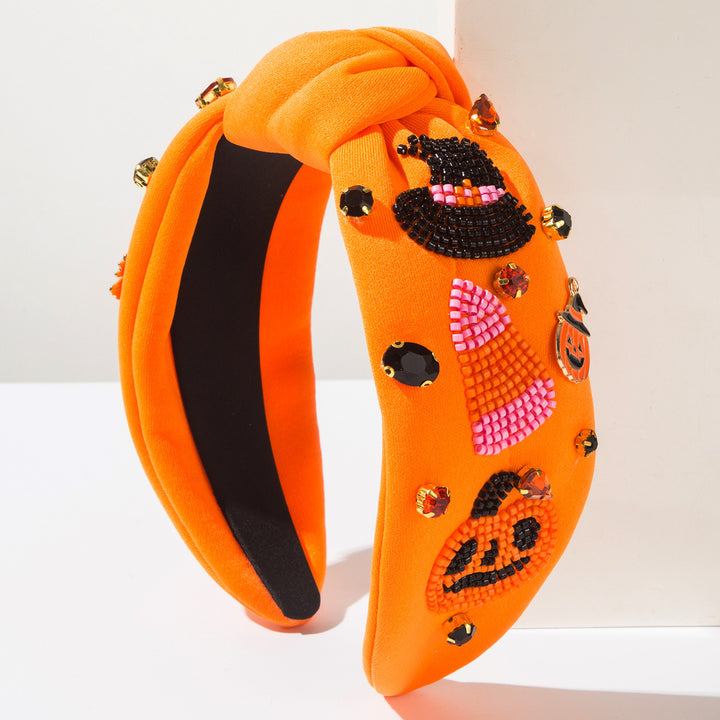 Diamond Rice Bead Ghost Pumpkin headband for Halloween